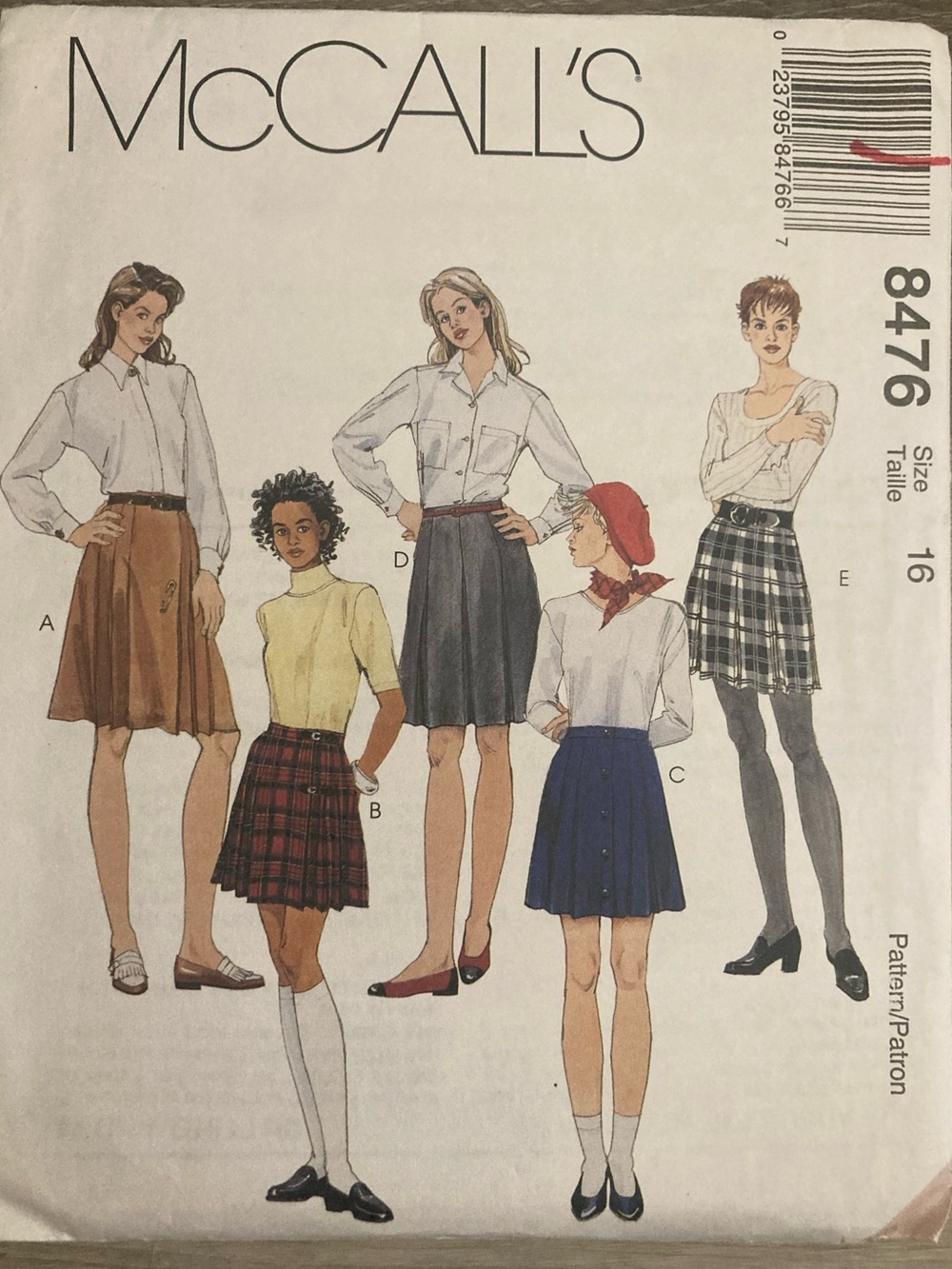 Sz 16 McCall’s 8476 Women’s Pleated & A-Line Skirt Sewing Pattern
